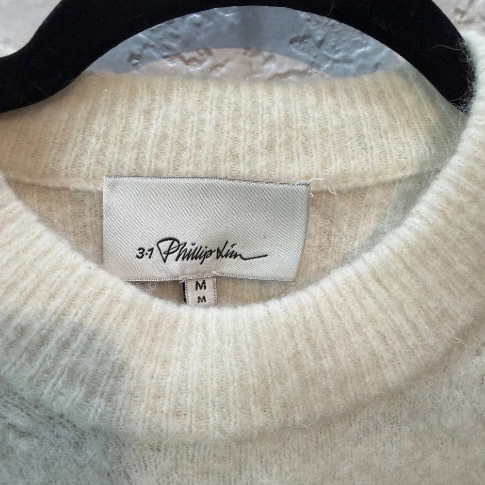 3.1 Phillip Lim Scalloped Hem Alpaca Wool Sweater Size M Cream Minimalist - Picture 5 of 6